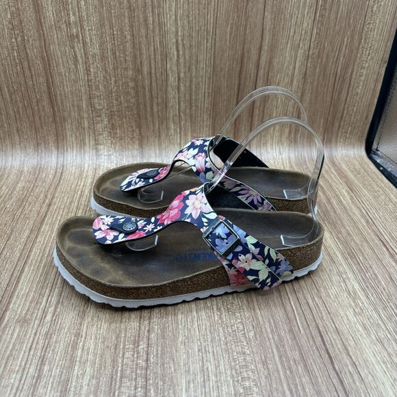 Birkenstock Gizeh Birko-Flor Supernatural Flower Navy Sandals 38/7 - Picture 4 of 8